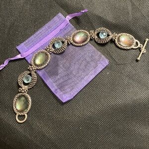 Michael Dawkins blue topaz & smoky quartz Starry Night sterling silver bracelet